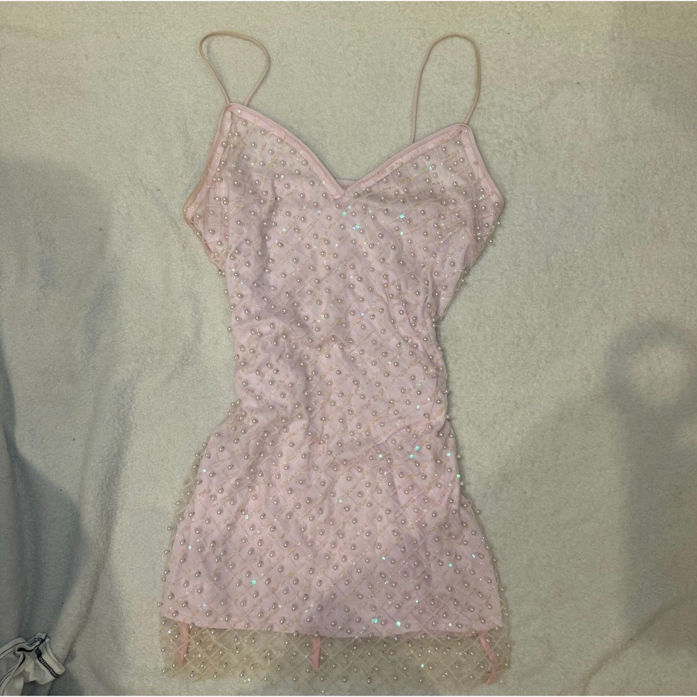 HOT & DELICIOUS Pink Beaded Sequin Sparkle Mini Dress Party Occasion